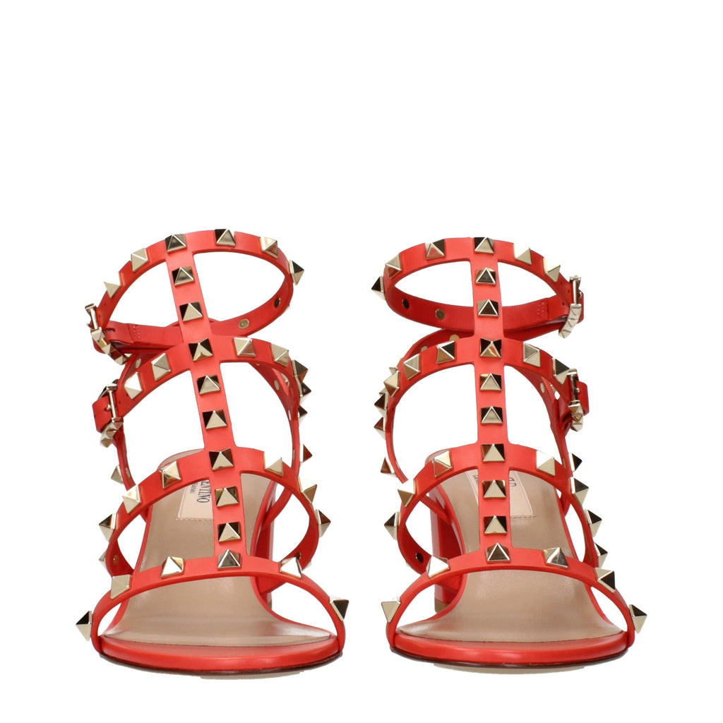 Valentino Garavani Orange Leder Plateau-Sandalen