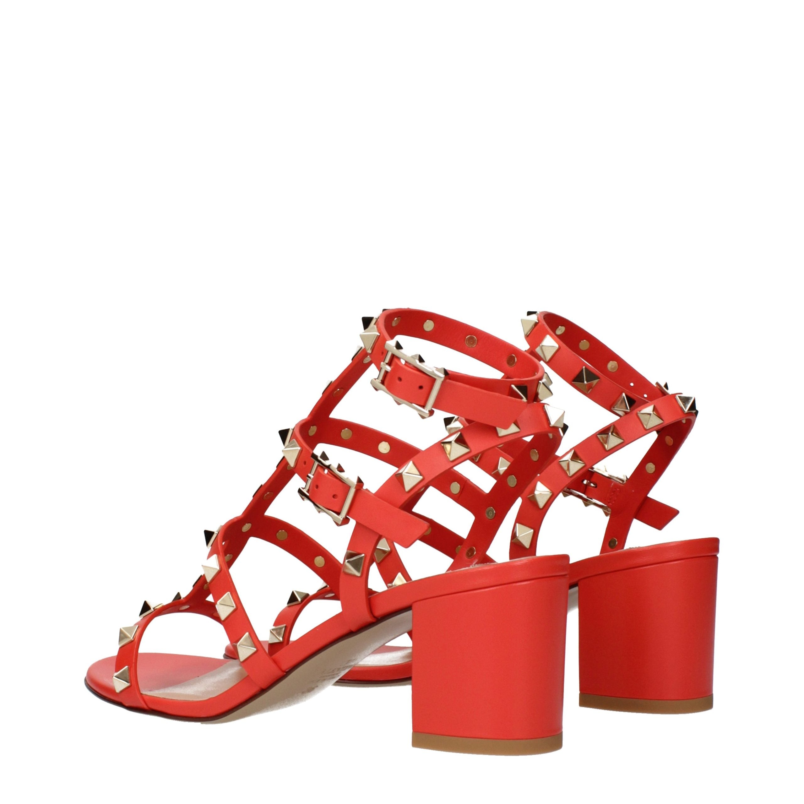 Valentino Garavani Orange Leder Plateau-Sandalen