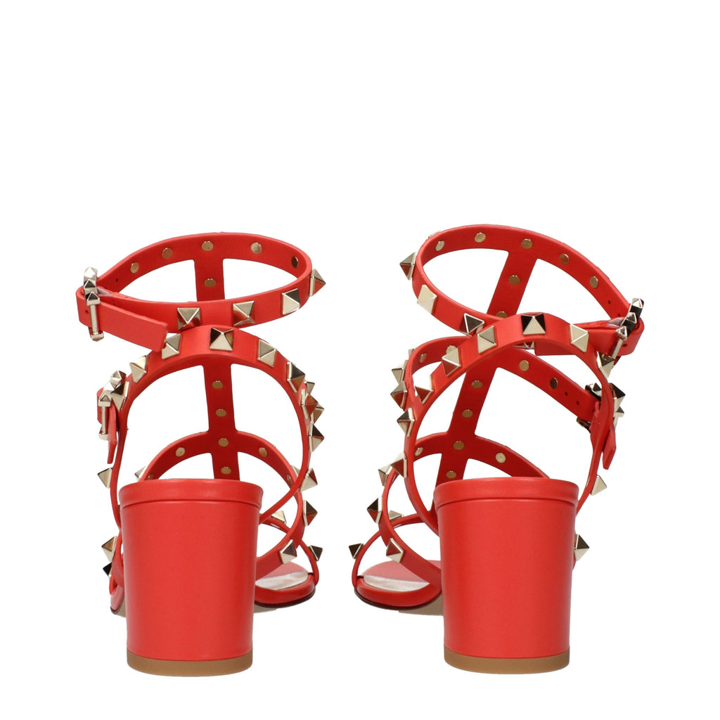 Valentino Garavani Orange Leder Plateau-Sandalen