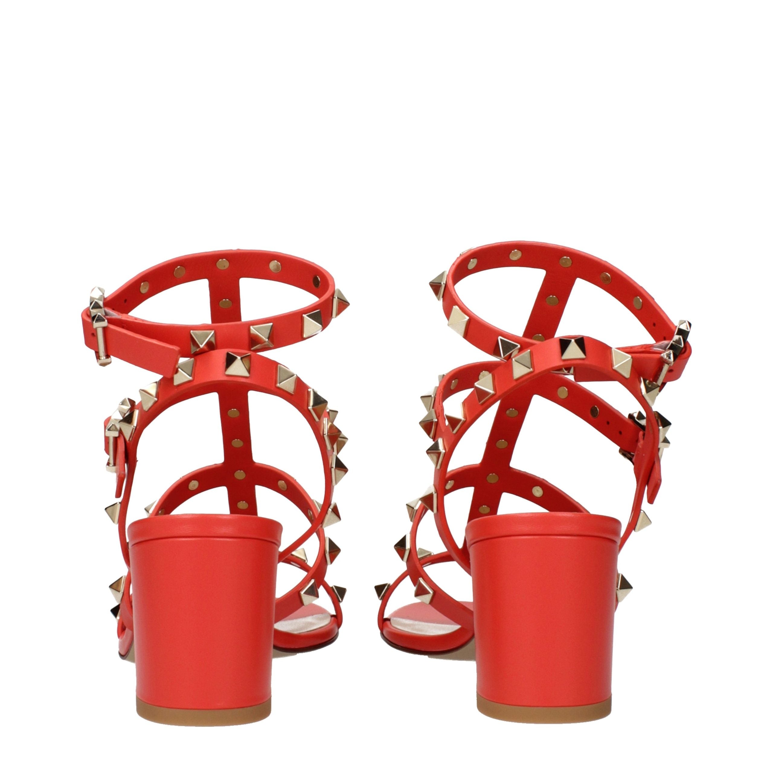 Valentino Garavani Orange Leder Plateau-Sandalen
