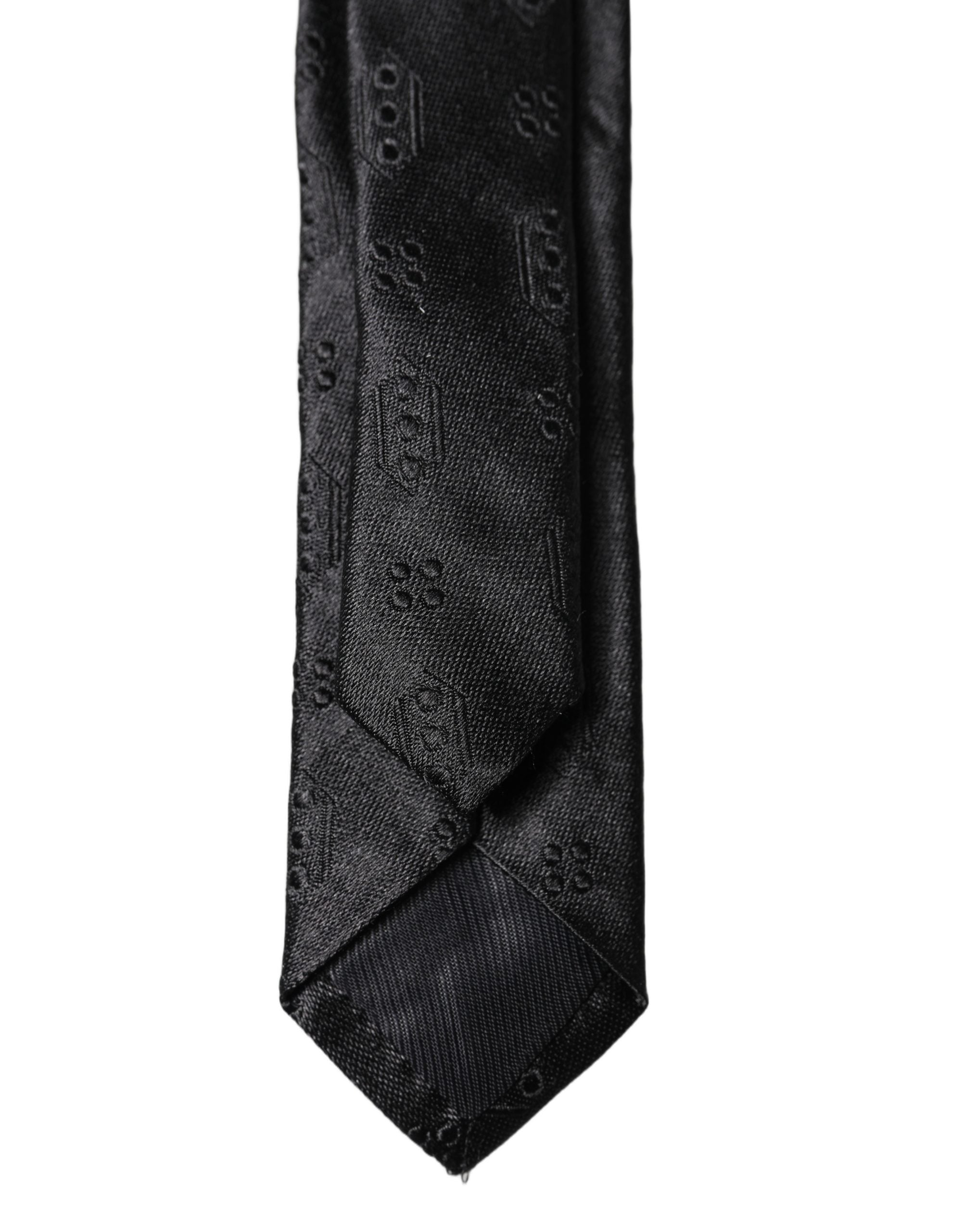 Dolce & Gabbana Schwarze gemusterte Krawatte aus 100 % Seide, verstellbar für Herren
