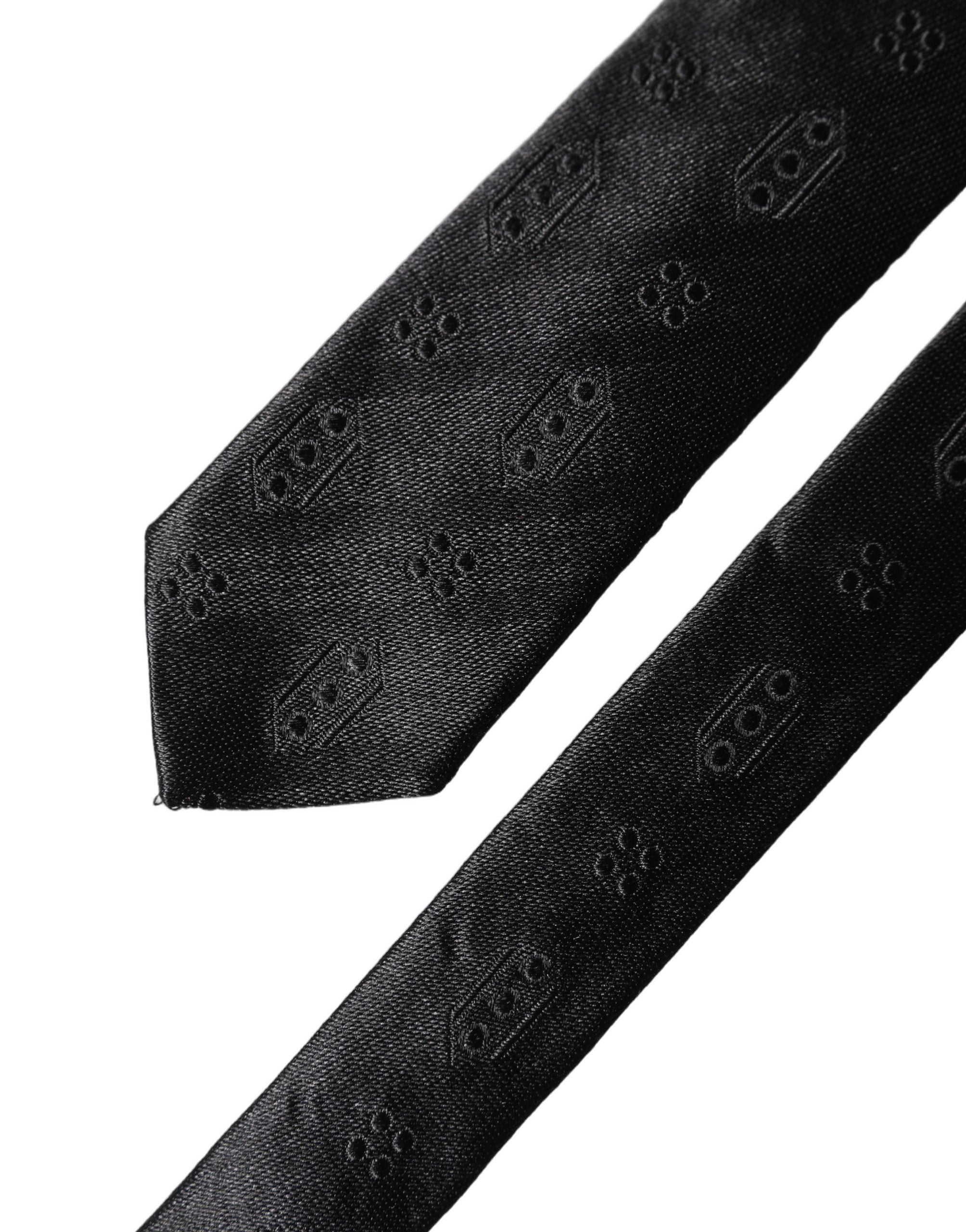 Dolce & Gabbana Schwarze gemusterte Krawatte aus 100 % Seide, verstellbar für Herren