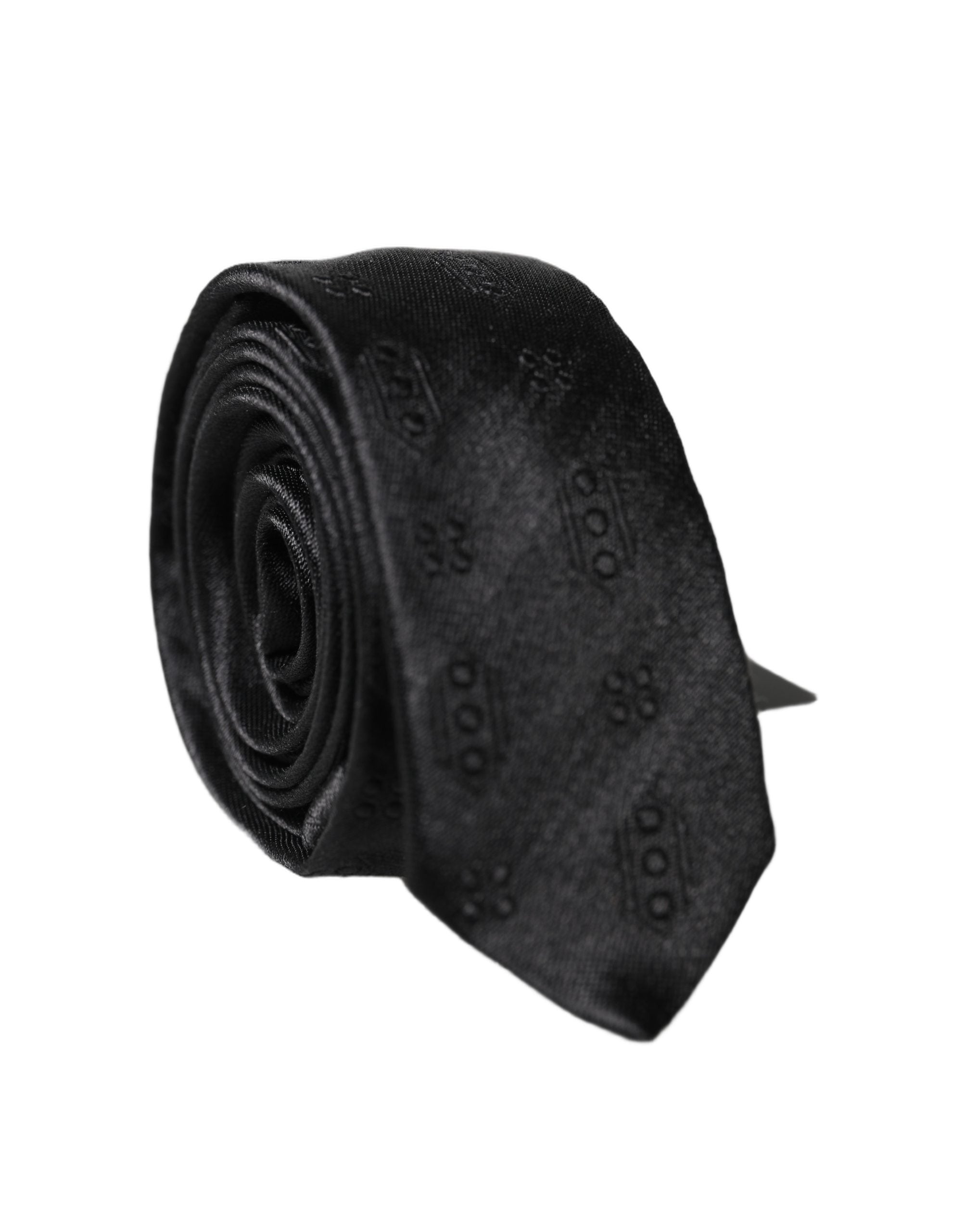 Dolce & Gabbana Schwarze gemusterte Krawatte aus 100 % Seide, verstellbar für Herren