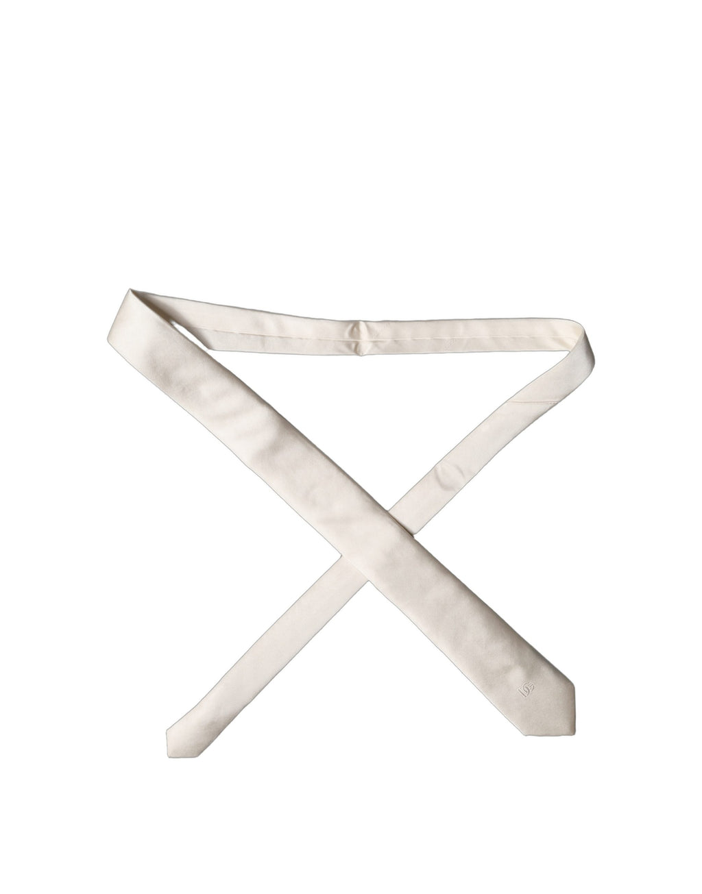 Dolce & Gabbana Off White DG Stickerei Seiden Krawatte für Herren, verstellbar