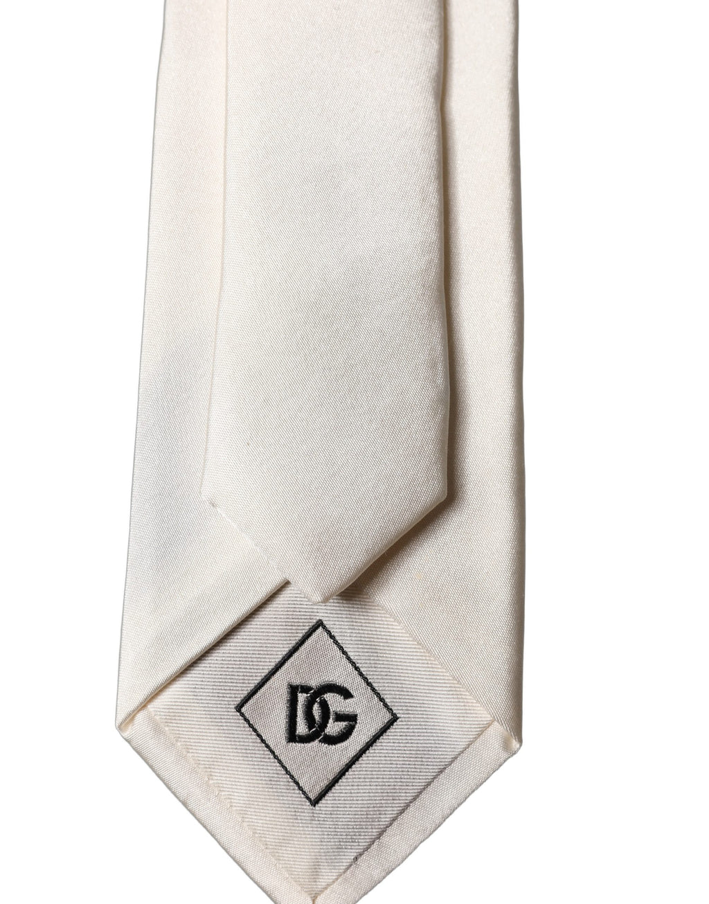 Dolce & Gabbana Off White DG Stickerei Seiden Krawatte für Herren, verstellbar