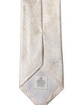Dolce & Gabbana Off White Floral Silk Adjustable Men Tied Necktie Tie