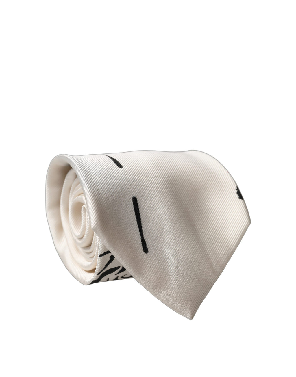 Dolce & Gabbana Weiße Krawatte mit Tattoo-Blumenmuster aus Seide, verstellbar, zum Binden