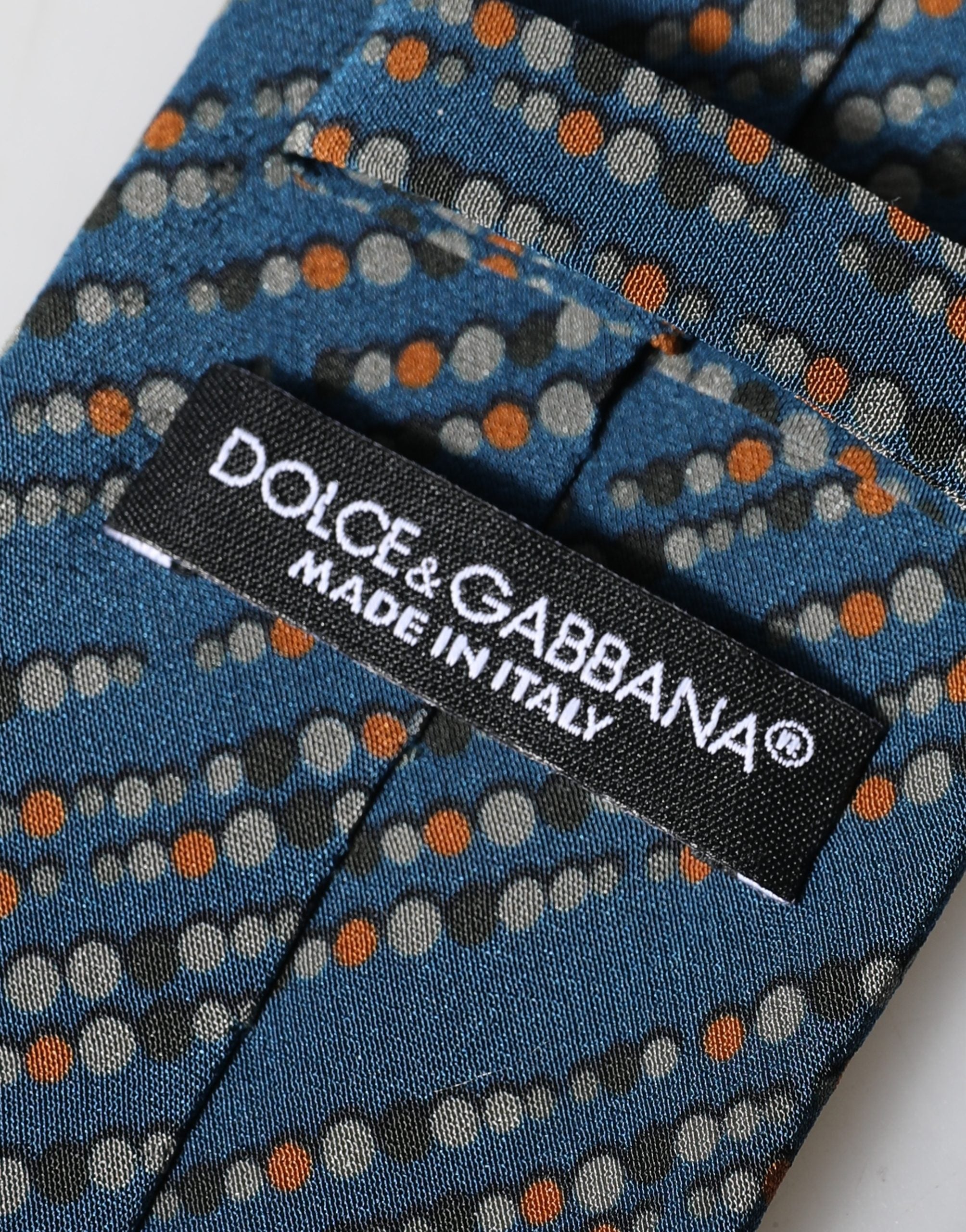 Dolce & Gabbana Blau gemusterte, verstellbare Herren-Krawatte aus 100 % Seide