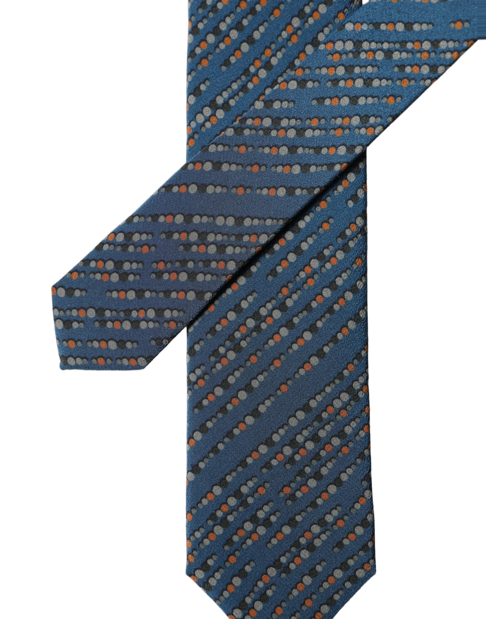 Dolce & Gabbana Blau gemusterte, verstellbare Herren-Krawatte aus 100 % Seide
