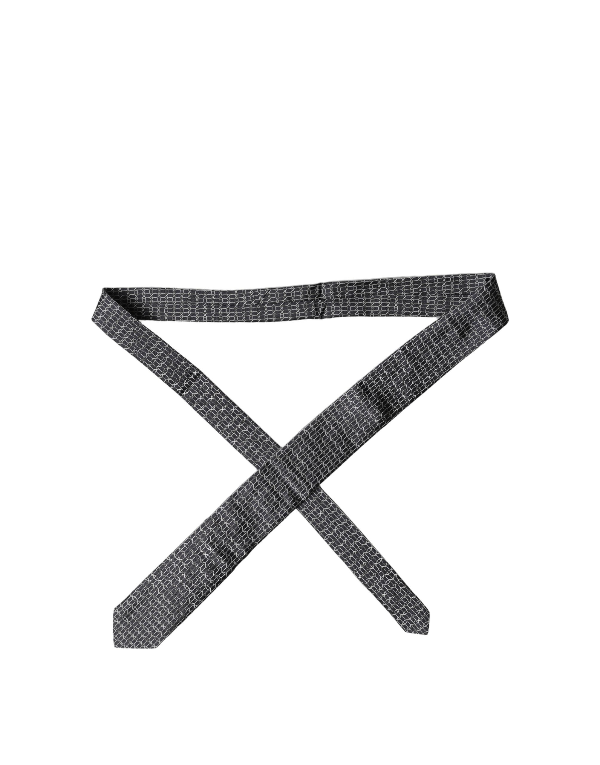 Dolce & Gabbana Schwarze geometrische DG Seiden-Krawatte für Herren, verstellbar