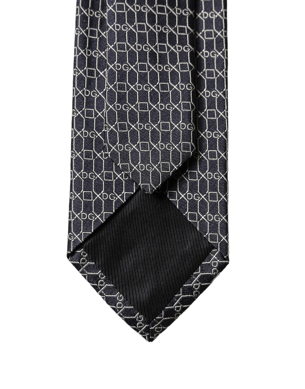 Dolce & Gabbana Schwarze geometrische DG Seiden-Krawatte für Herren, verstellbar