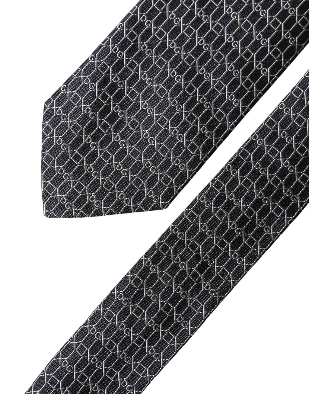 Dolce & Gabbana Schwarze geometrische DG Seiden-Krawatte für Herren, verstellbar