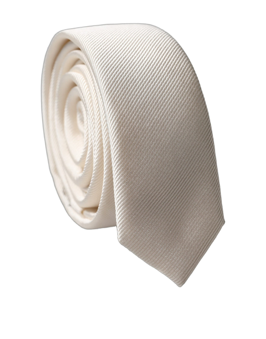 Dolce & Gabbana Off White Uni 100% Seide Verstellbare Herren Krawatte