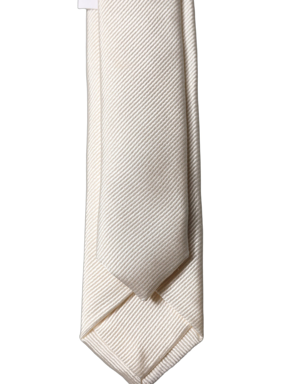 Dolce & Gabbana Off White Uni 100% Seide Verstellbare Herren Krawatte