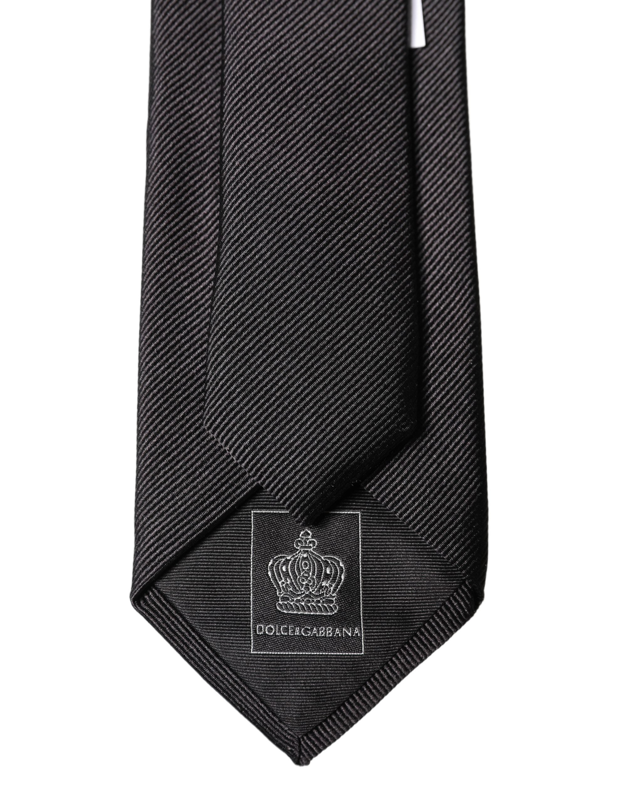 Dolce & Gabbana Schwarze Seidenkrawatte für Herren, 100% Seide, verstellbar