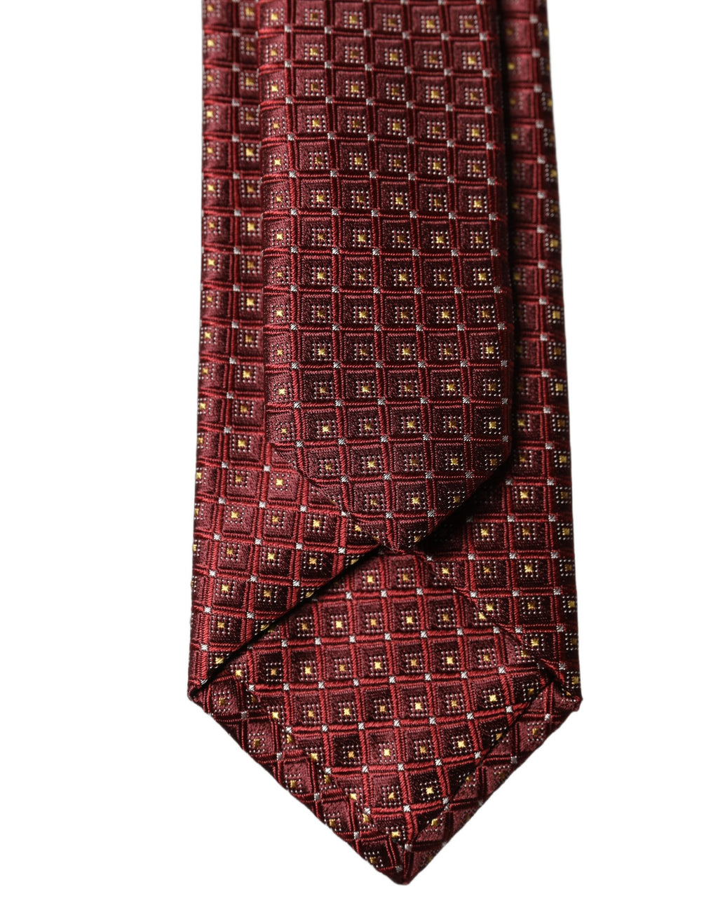 Dolce & Gabbana Burgunderfarbene geometrische Seidenkrawatte für Herren, verstellbar