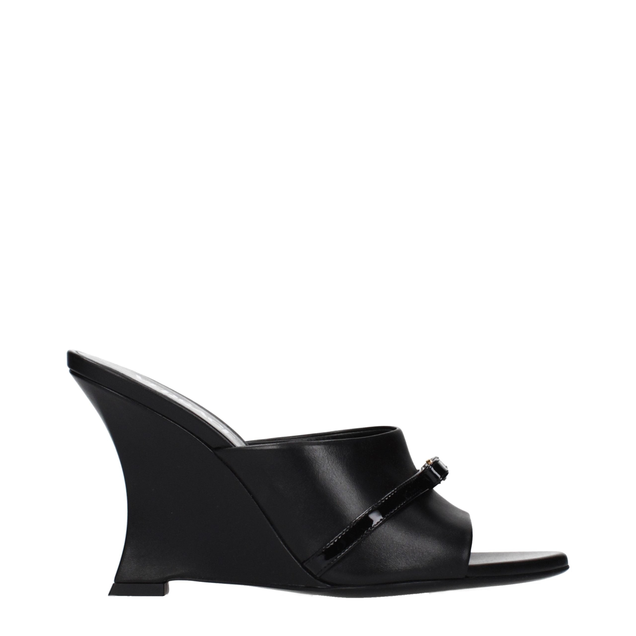 Versace Schwarze Keilsandalen aus Leder