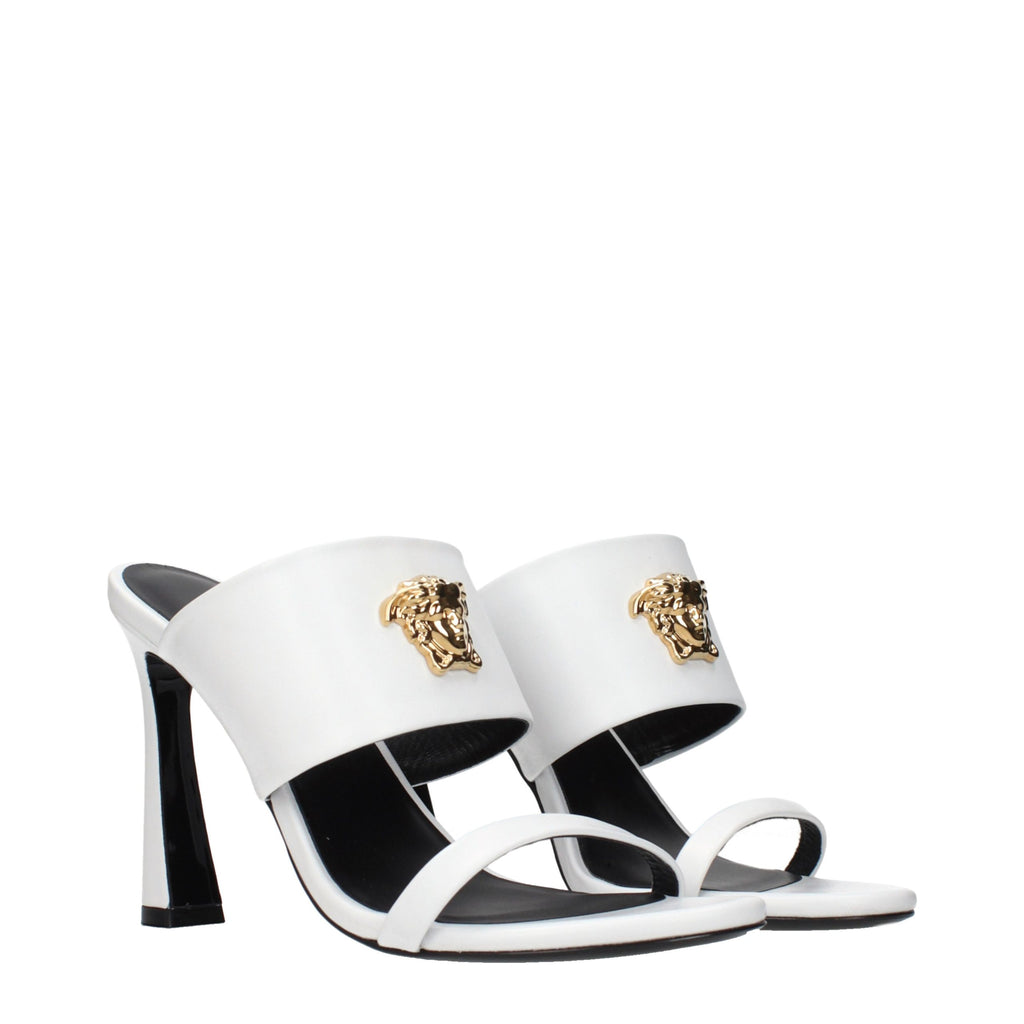 Versace Weiße Leder-Stiletto-Sandalen