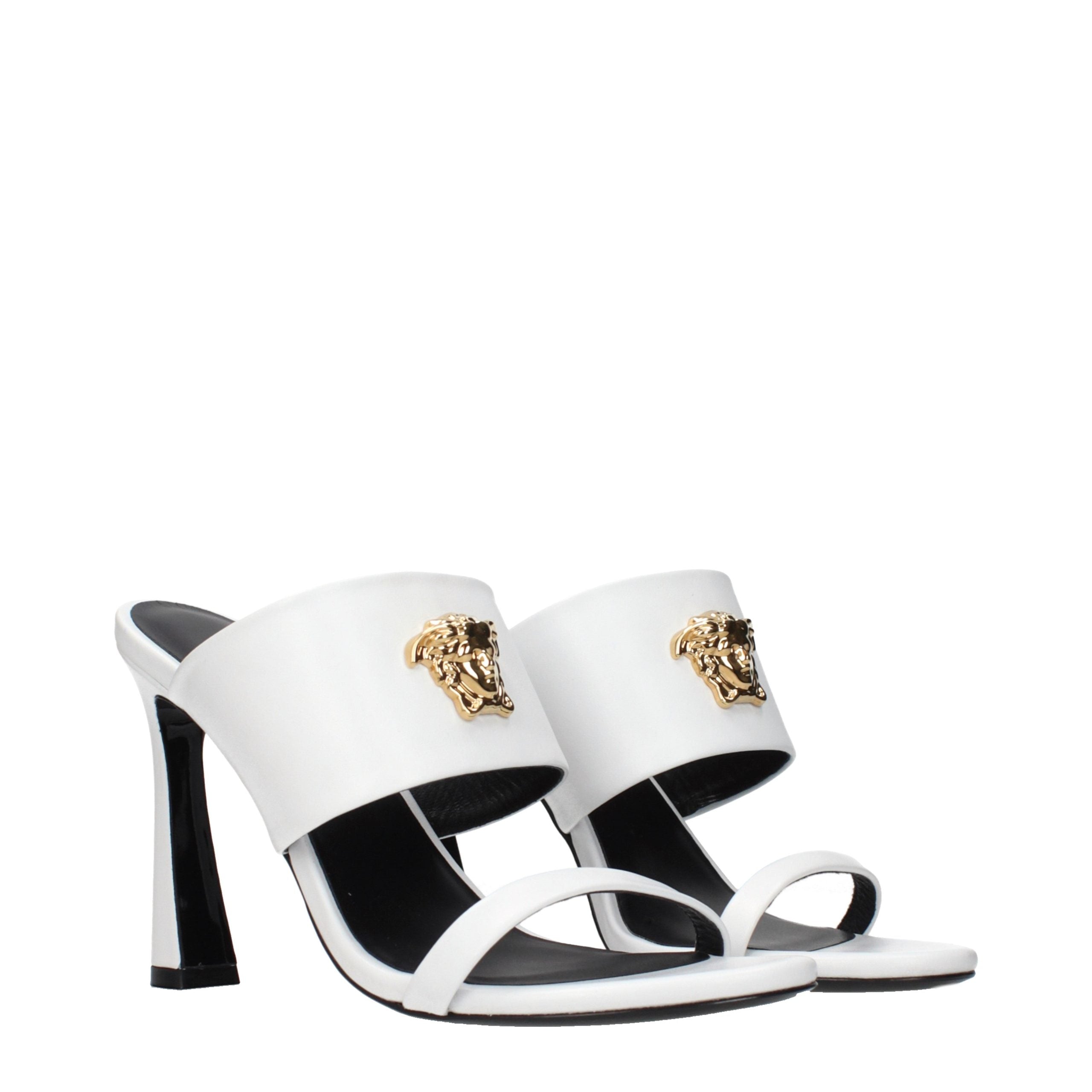 Versace Weiße Leder-Stiletto-Sandalen