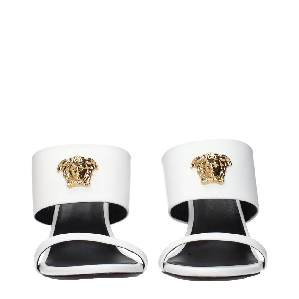Versace Weiße Leder-Stiletto-Sandalen
