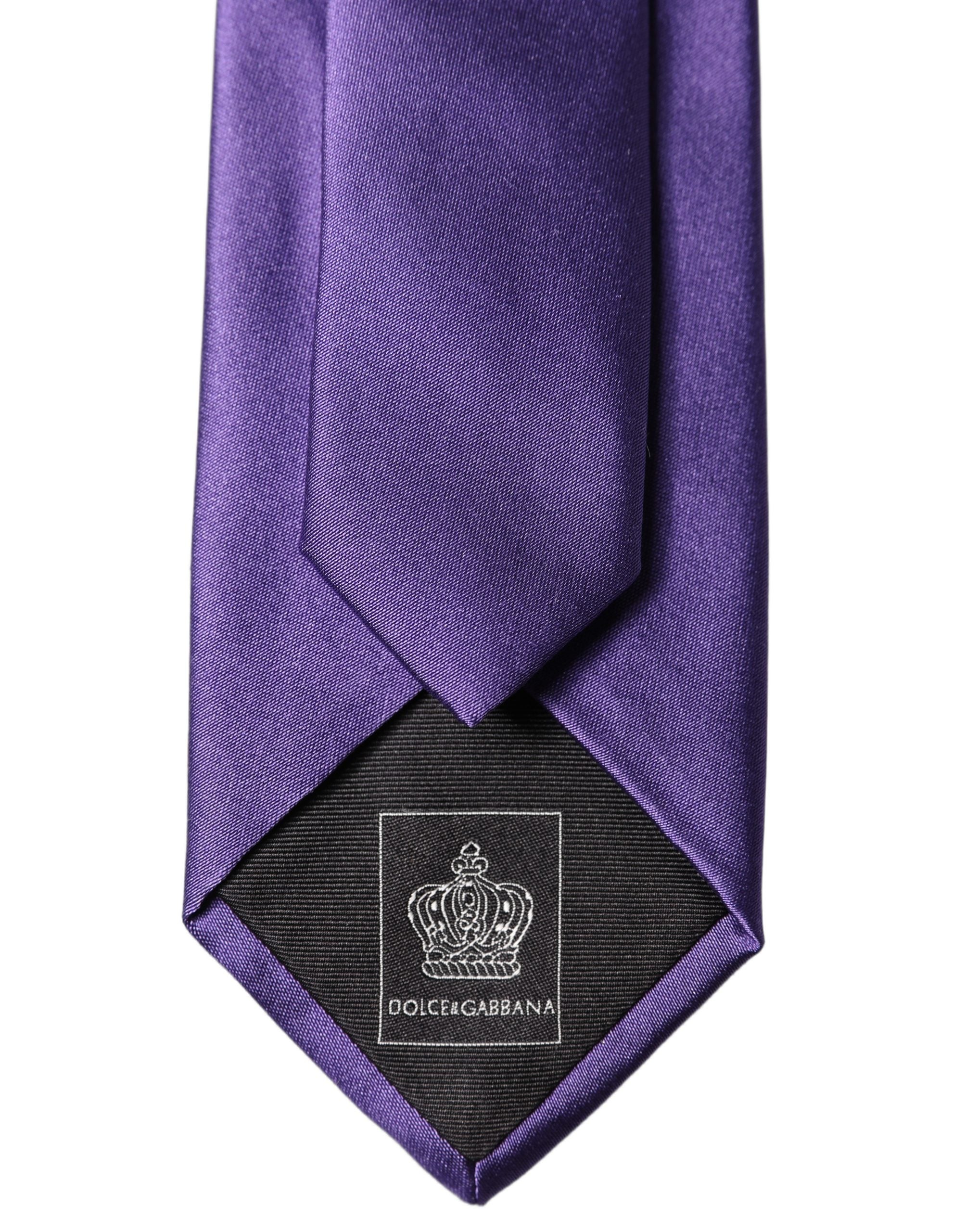 Dolce & Gabbana Violette Seidenkrawatte 100% Seide Verstellbar Herren Krawatte