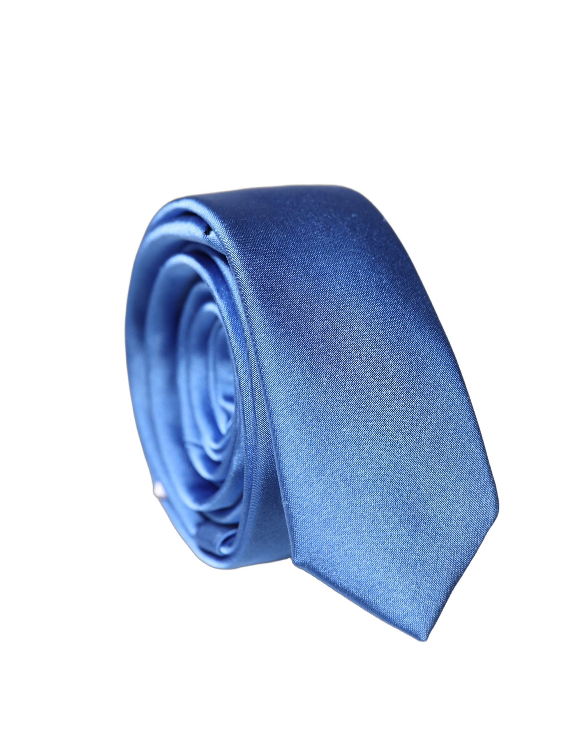 Dolce & Gabbana Blaue Satin-Krawatte aus 100 % Seide, verstellbar, für Herren