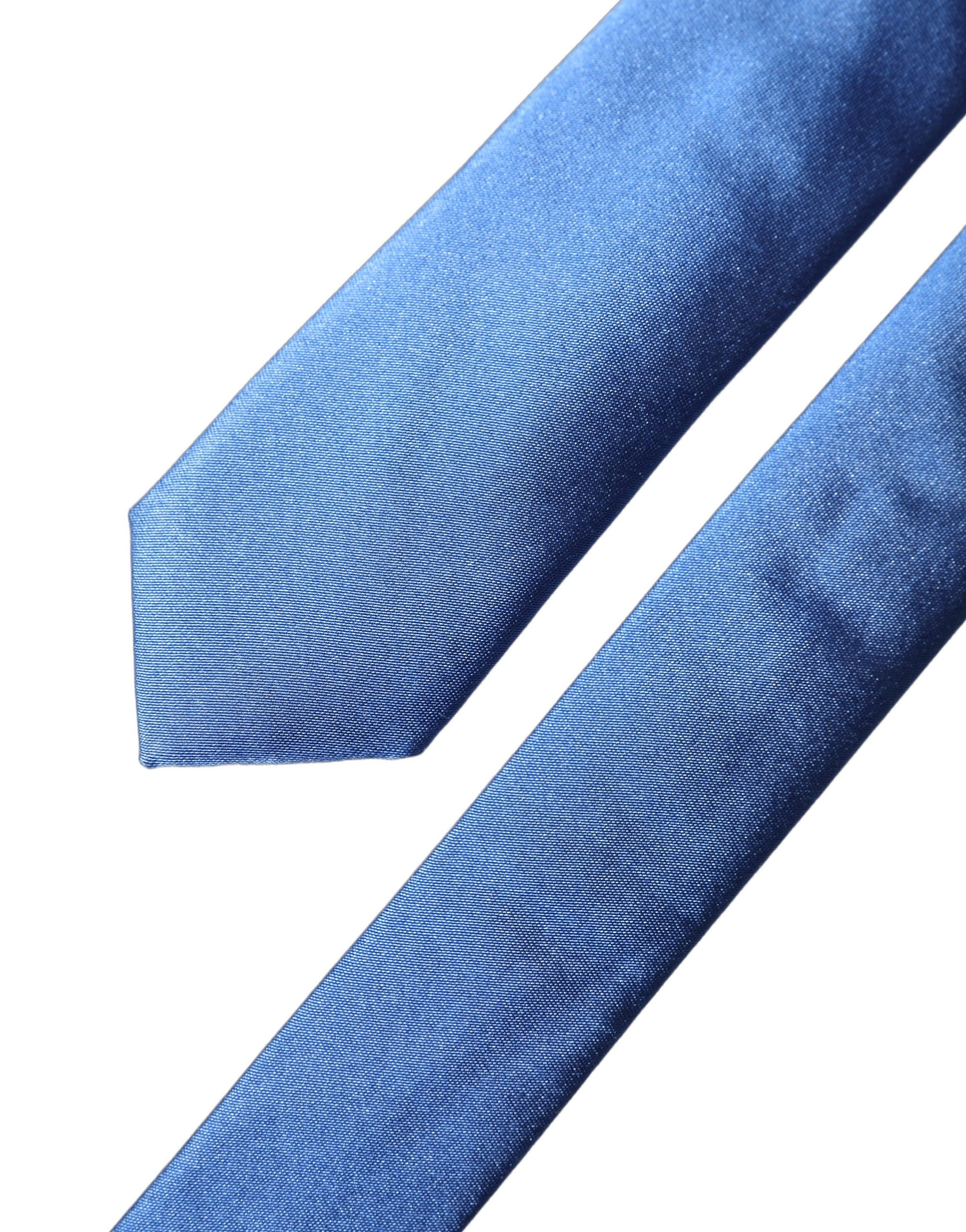 Dolce & Gabbana Blaue Satin-Krawatte aus 100 % Seide, verstellbar, für Herren