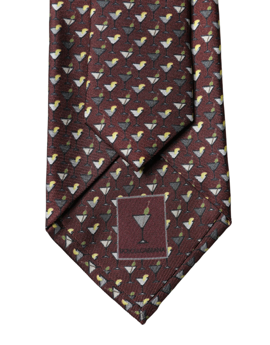 Dolce & Gabbana Burgunderfarbene geometrische Seidenkrawatte für Herren, verstellbar