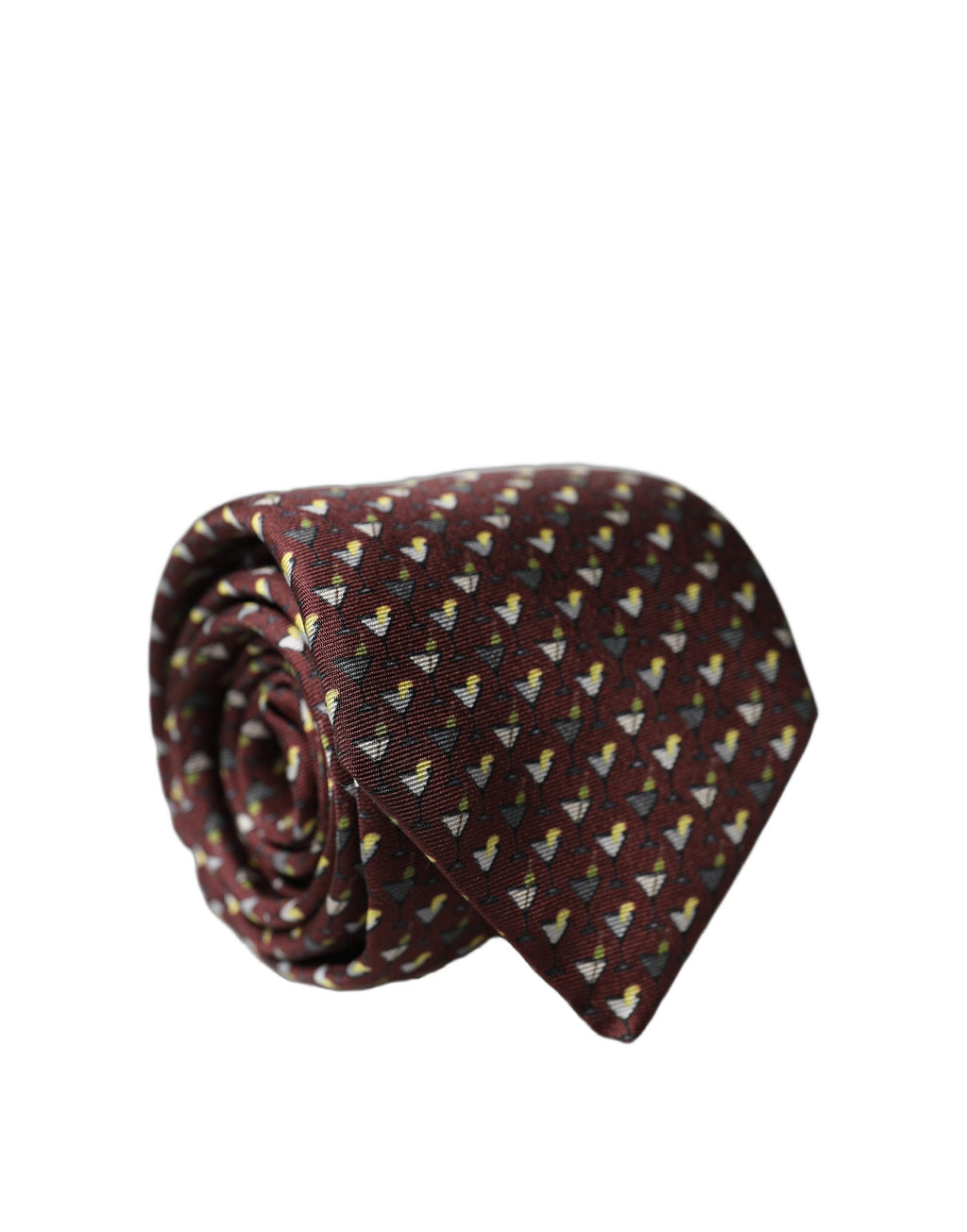 Dolce & Gabbana Burgunderfarbene geometrische Seidenkrawatte für Herren, verstellbar