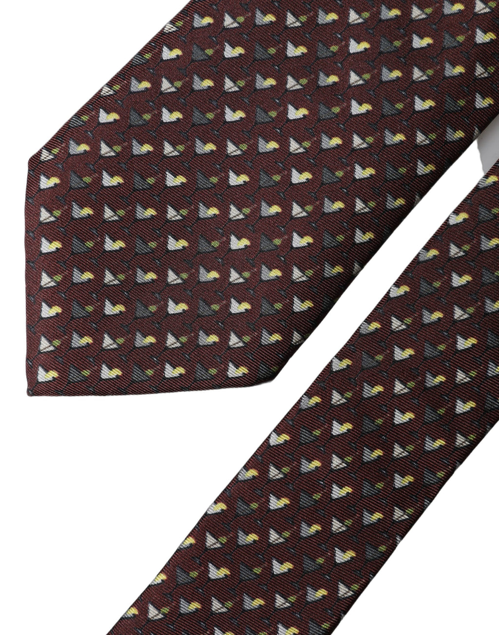 Dolce & Gabbana Burgunderfarbene geometrische Seidenkrawatte für Herren, verstellbar