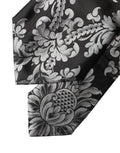 Dolce & Gabbana Schwarze Seiden-Halsschleife mit silbernem Blumenmuster, verstellbar für Damen