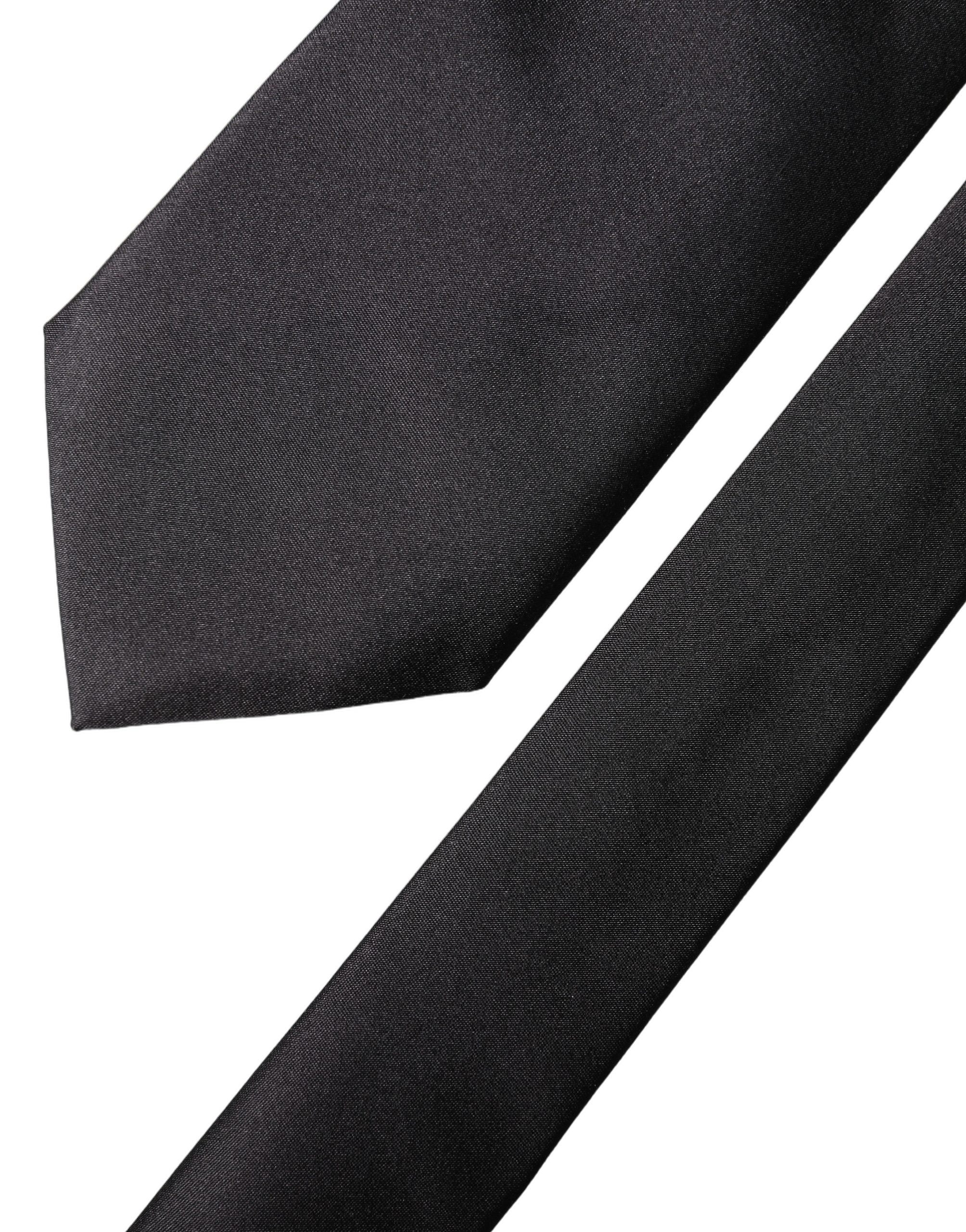 Dolce & Gabbana Schwarze Satin-Krawatte aus 100 % Seide, verstellbar, zum Binden für Damen