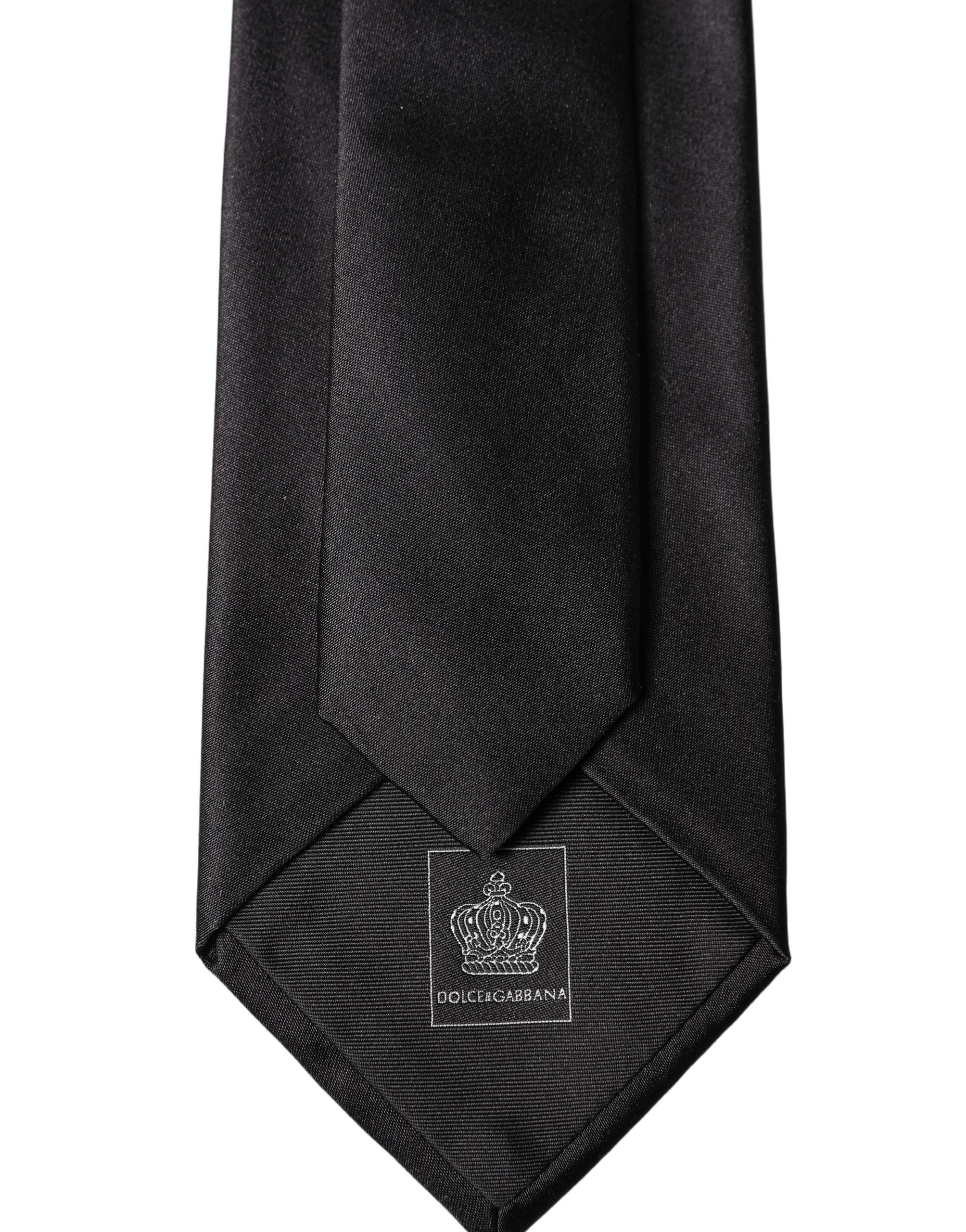Dolce & Gabbana Schwarze Satin-Krawatte aus 100 % Seide, verstellbar, zum Binden für Damen