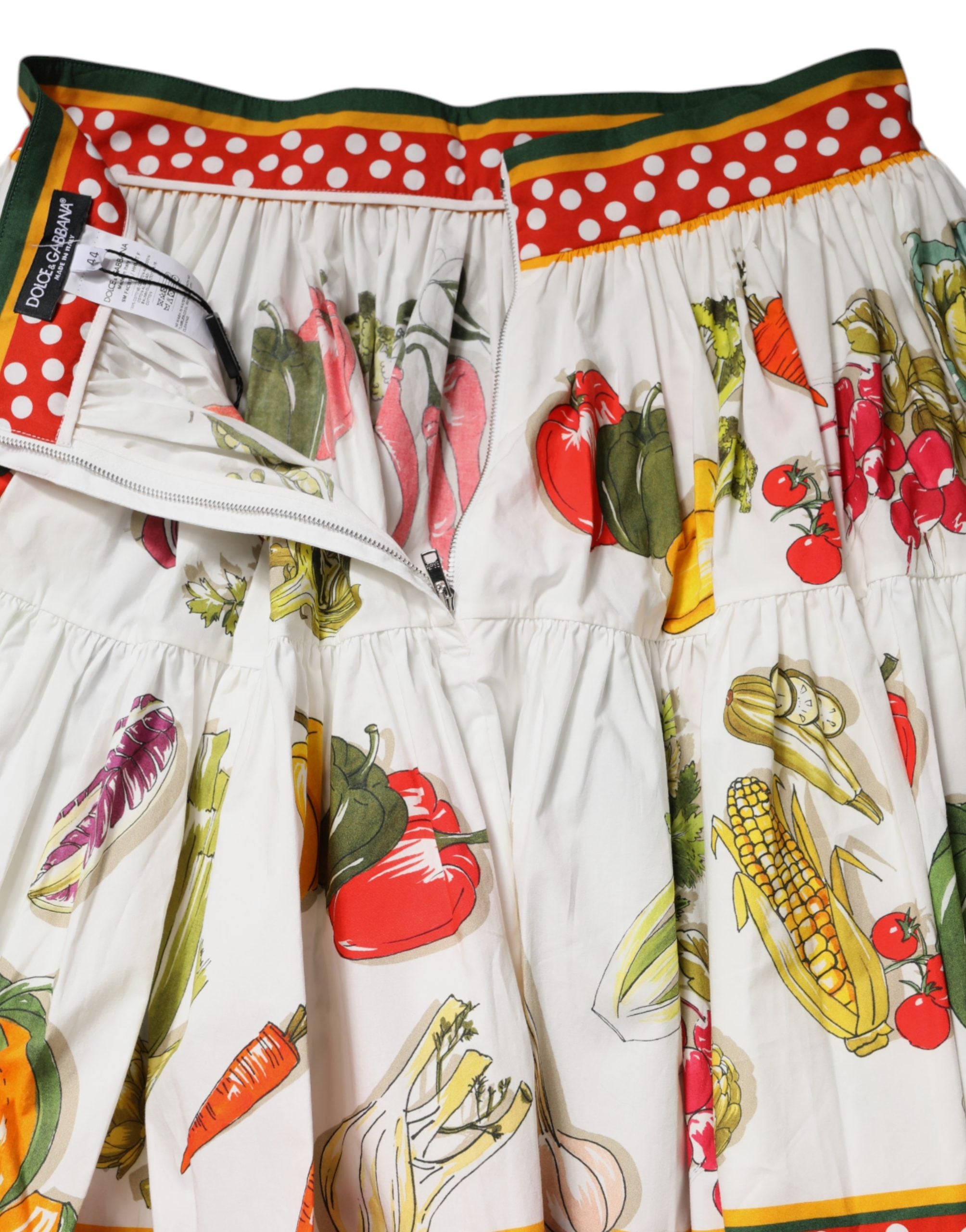 Dolce & Gabbana Kurzer Popeline-Minirock mit buntem Gemüseprint