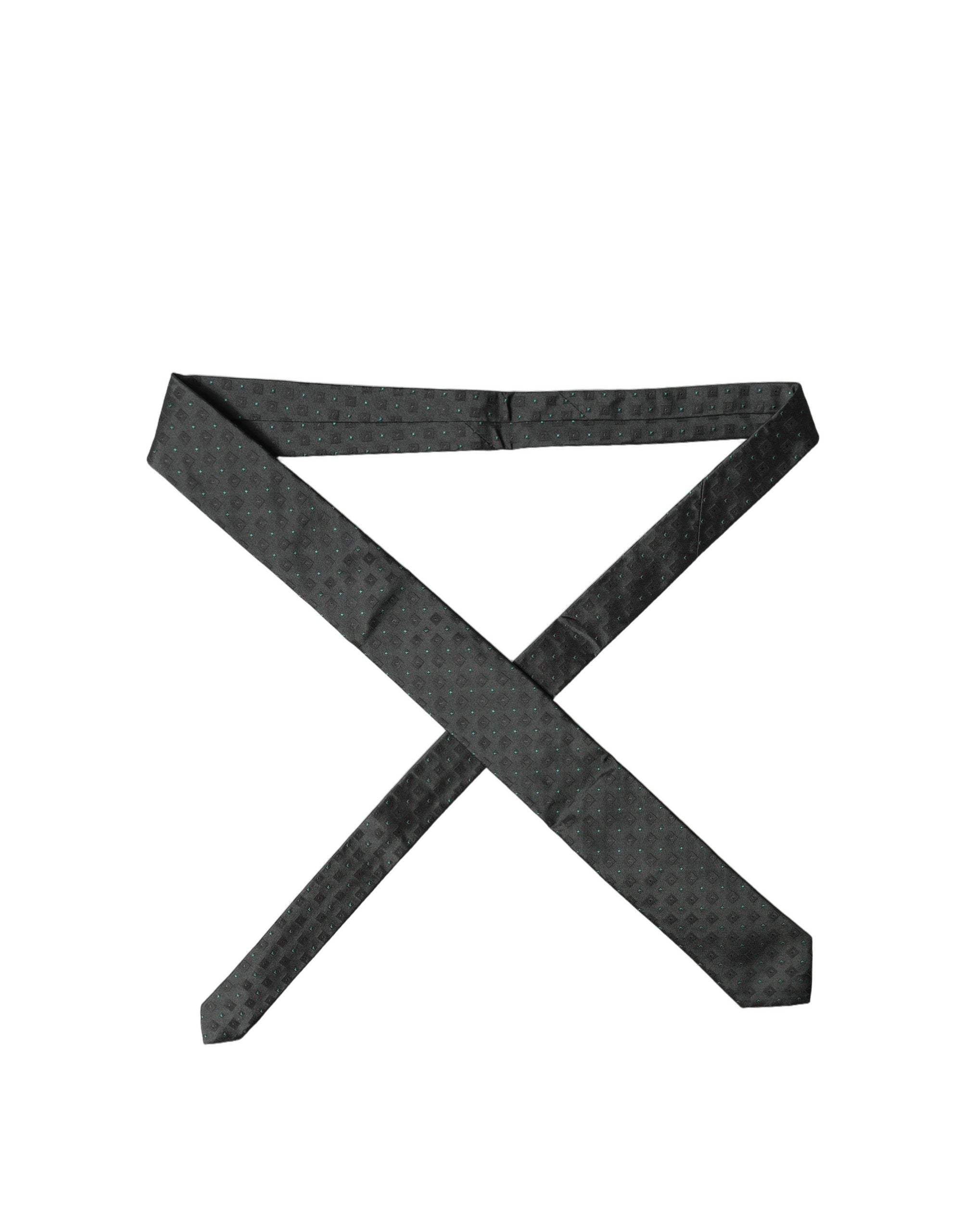 Dolce & Gabbana Schwarze geometrische Seidenkrawatte für Herren, verstellbar