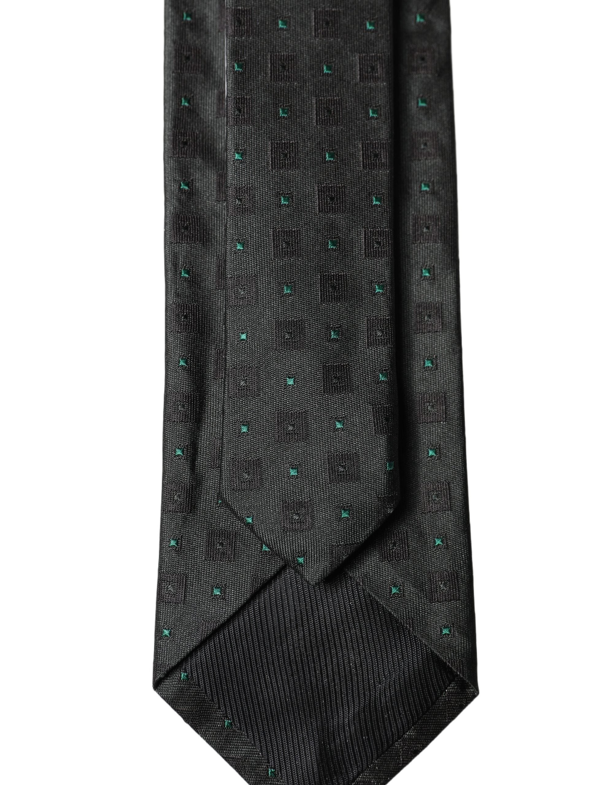Dolce & Gabbana Schwarze geometrische Seidenkrawatte für Herren, verstellbar