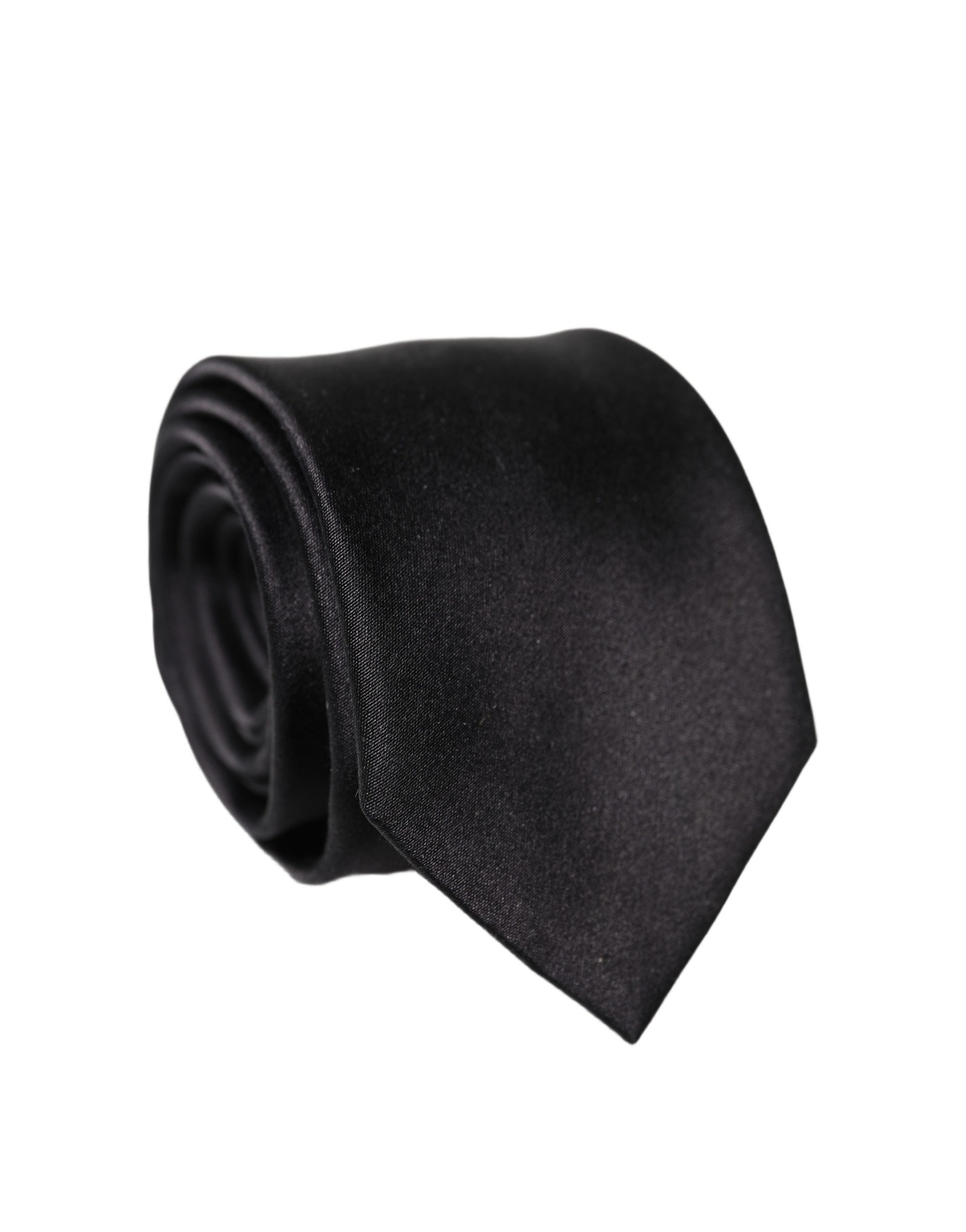 Dolce & Gabbana Schwarze einfarbige Seidensatin-Krawatte für Herren, breit und verstellbar