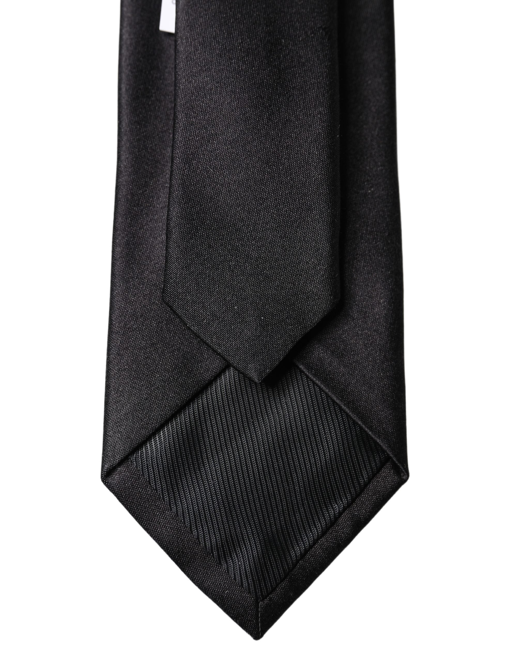 Dolce & Gabbana Schwarze einfarbige Seidensatin-Krawatte für Herren, breit und verstellbar