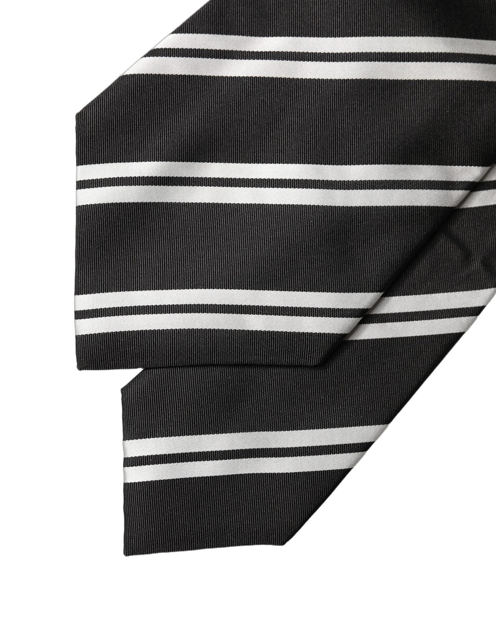 Dolce & Gabbana Schwarze und weiße gestreifte Seiden-Krawatte für Damen, verstellbar