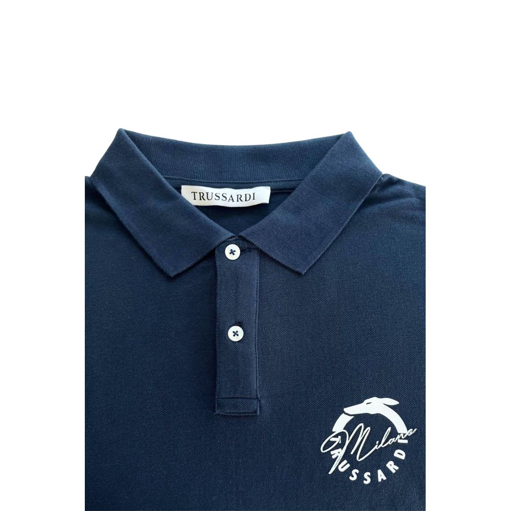Trussardi Beachwear Blaues Baumwoll-Poloshirt für Herren
