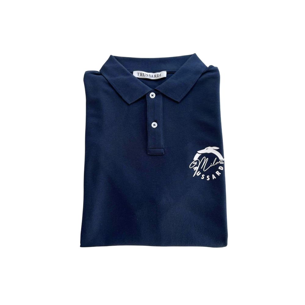 Trussardi Beachwear Blaues Baumwoll-Poloshirt für Herren