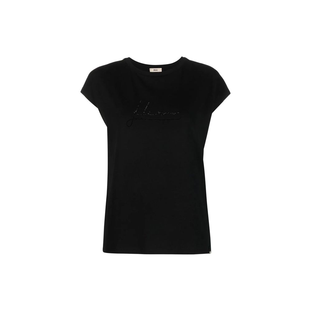 Herno Schwarzes Baumwoll-T-Shirt