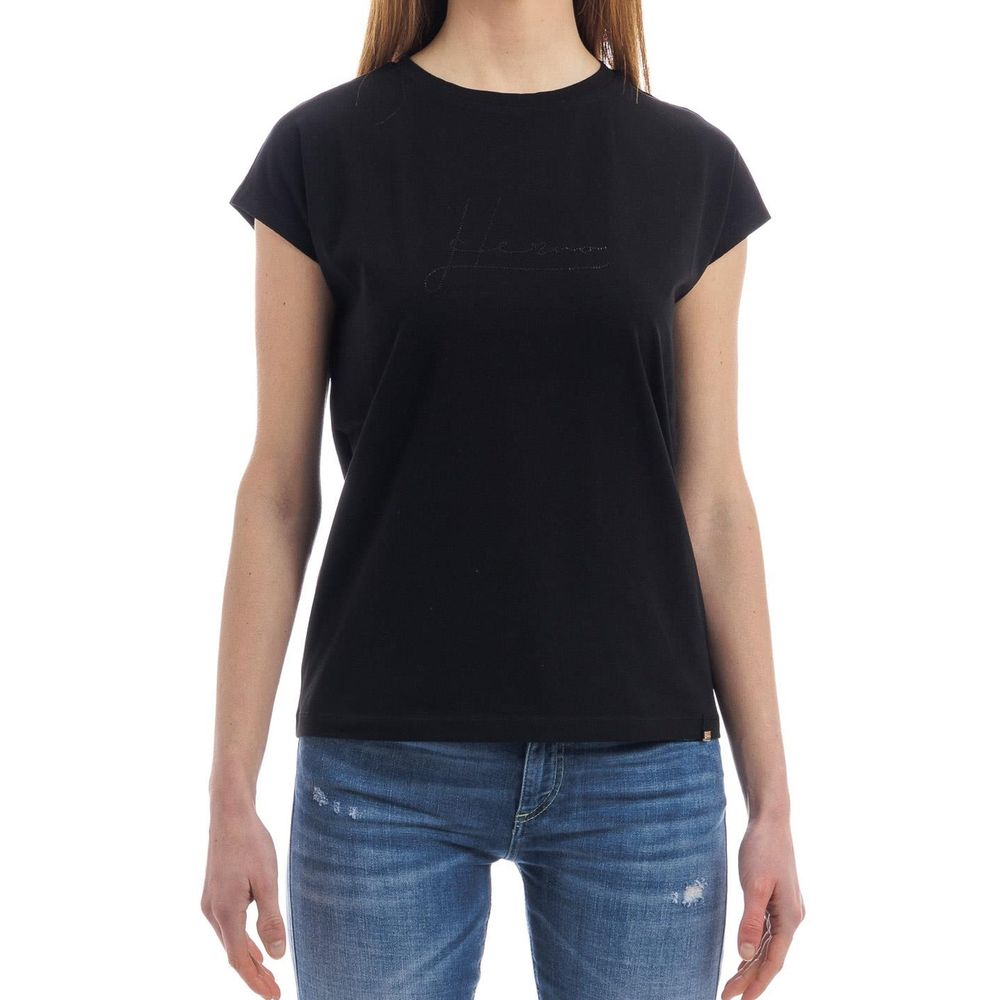 Herno Schwarzes Baumwoll-T-Shirt