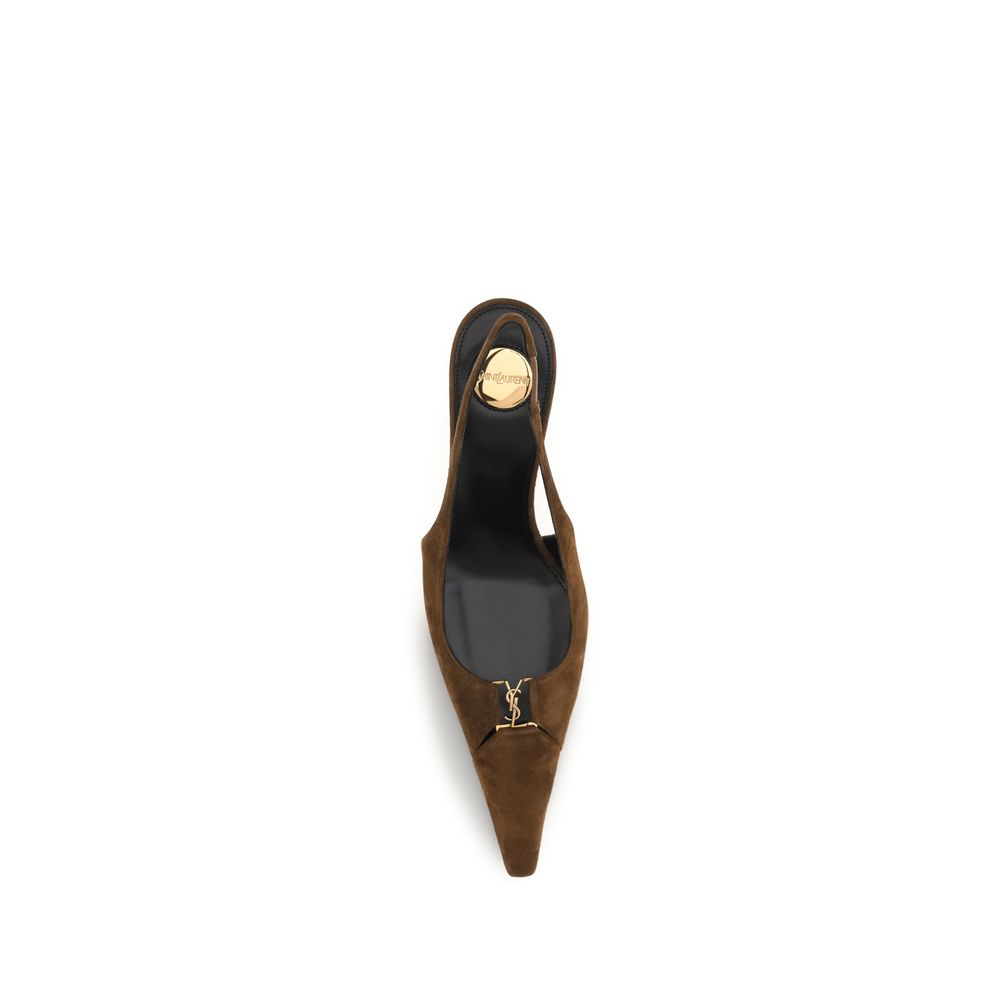 Saint Laurent Braune Kalbsleder Bos Taurus High Heel Pumps