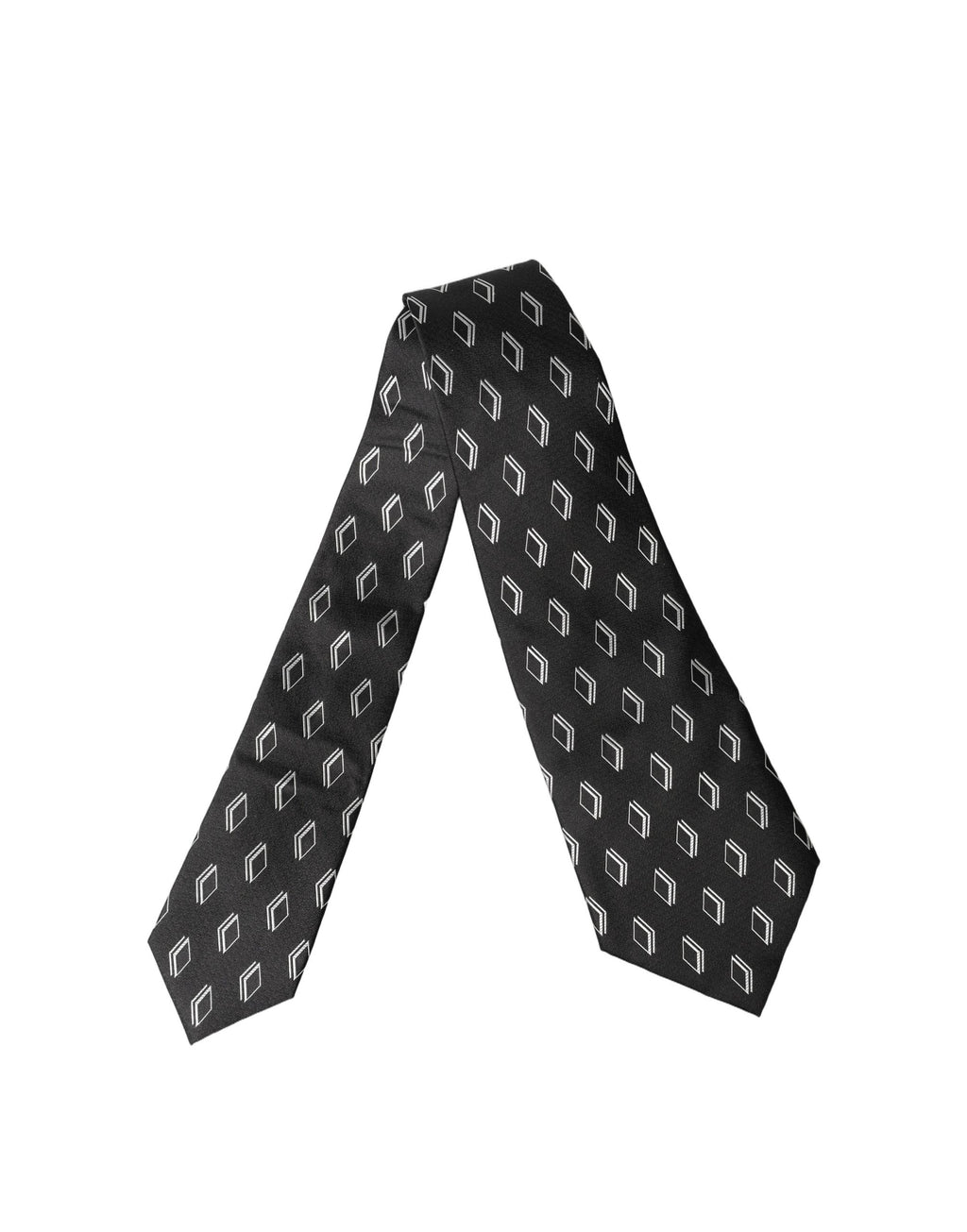 Dolce & Gabbana Schwarze gemusterte Seiden-Krawatte für Damen, verstellbar, zum Binden