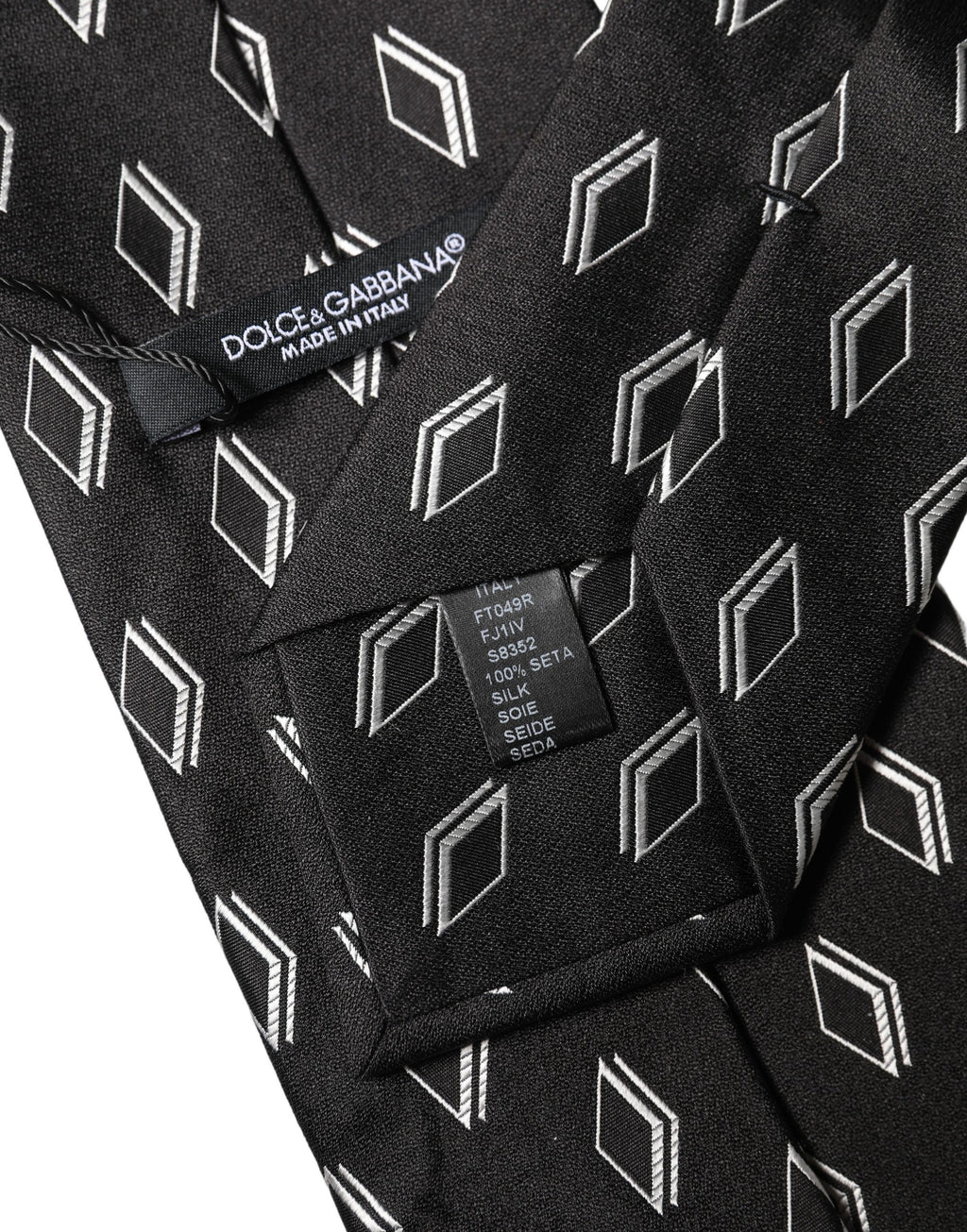 Dolce & Gabbana Schwarze gemusterte Seiden-Krawatte für Damen, verstellbar, zum Binden
