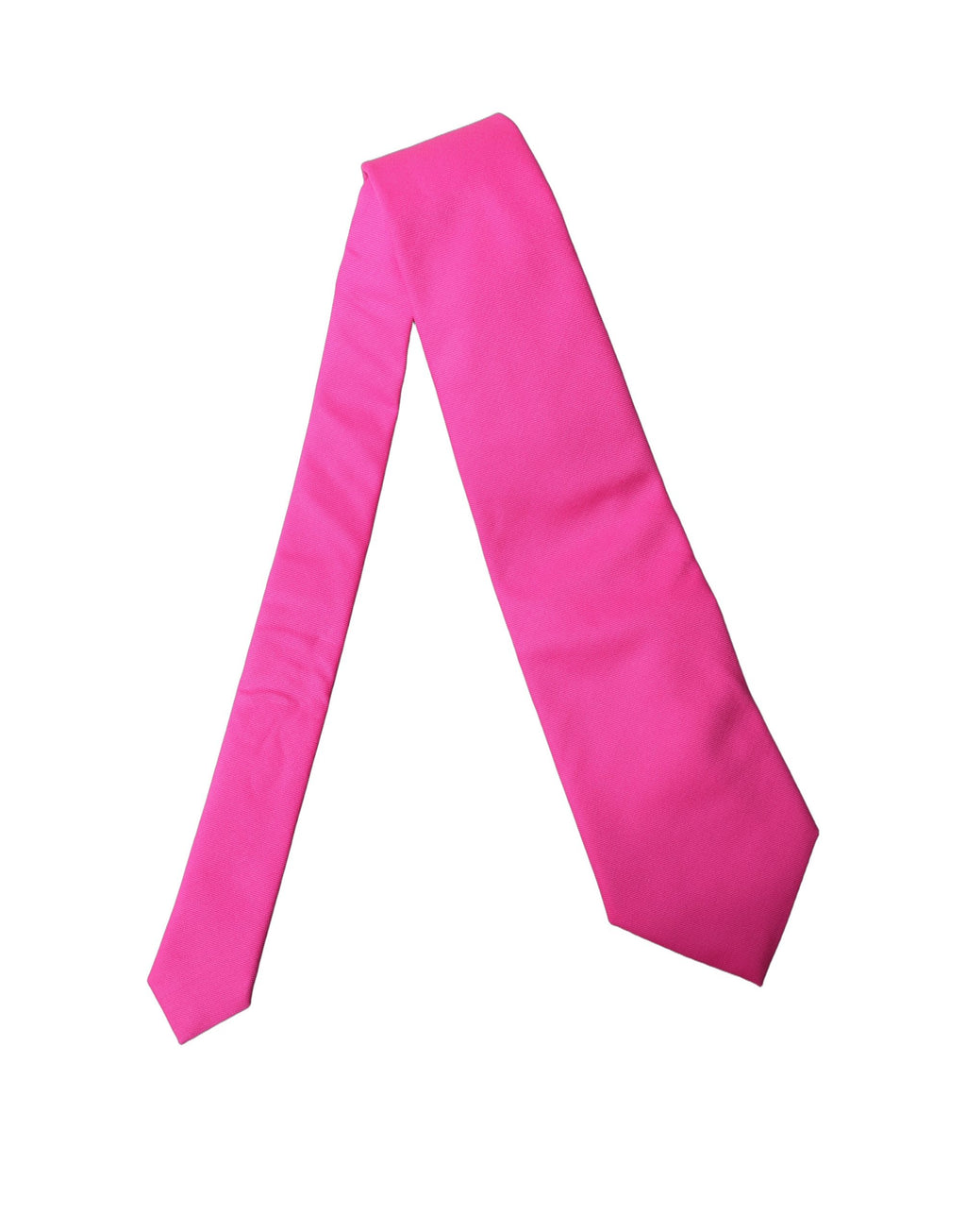 Dolce & Gabbana Neon Pink Solid Satin Silk Adjustable Women Necktie Tie