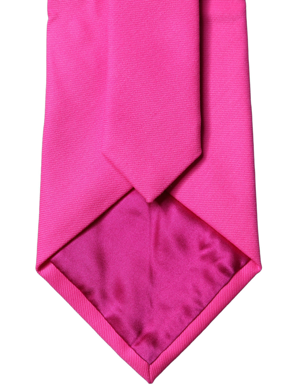 Dolce & Gabbana Neon Pink Solid Satin Silk Adjustable Women Necktie Tie