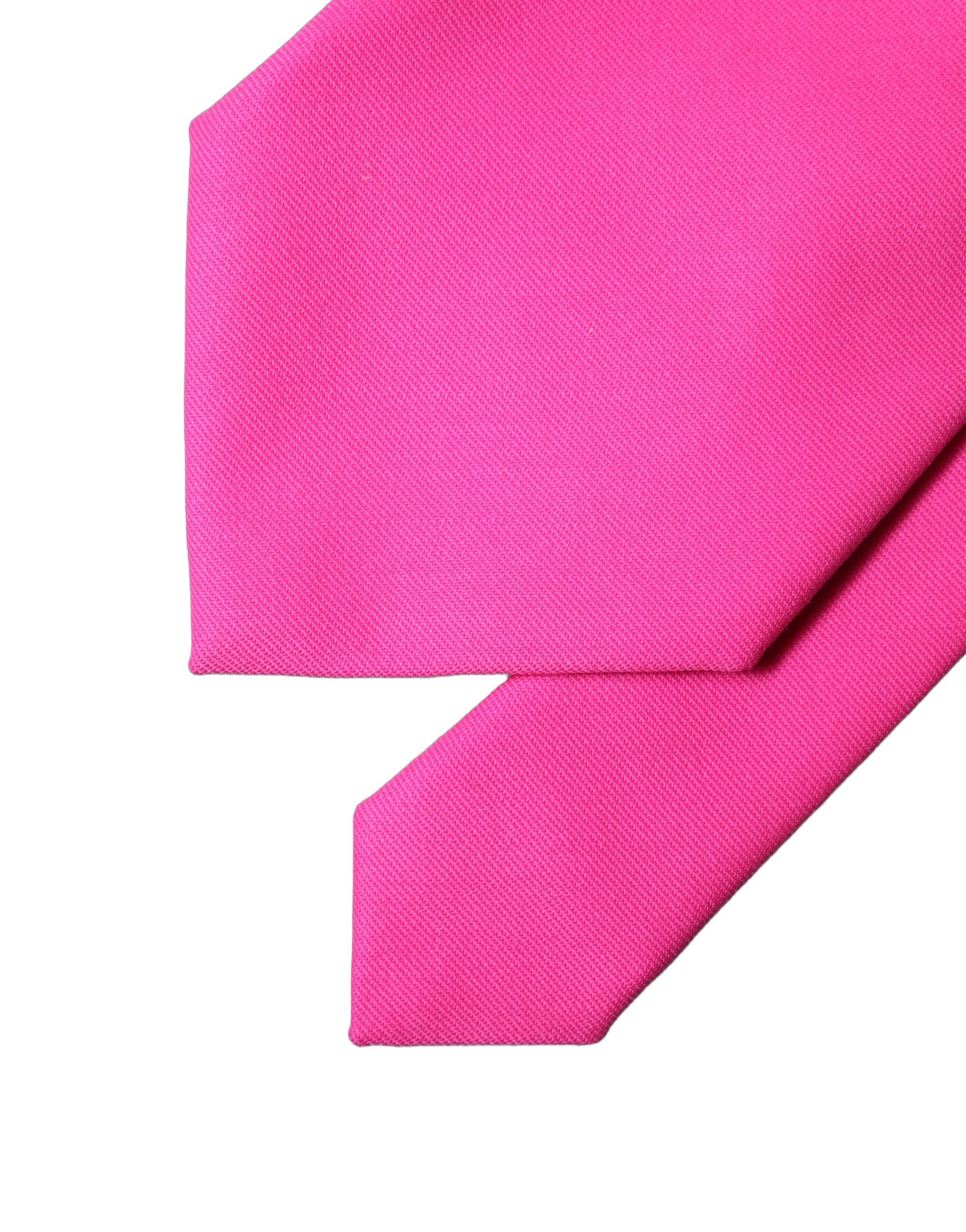 Dolce & Gabbana Neon Pink Solid Satin Silk Adjustable Women Necktie Tie
