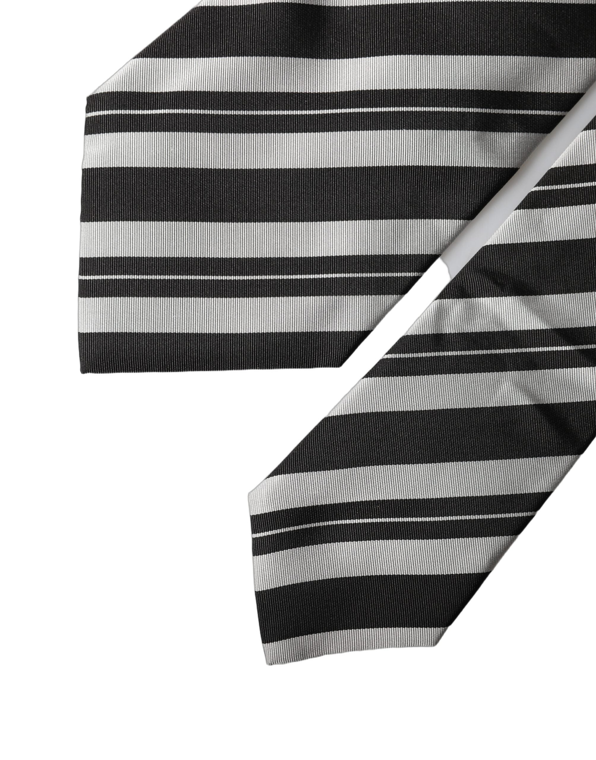 Dolce & Gabbana Schwarze und weiße gestreifte Seiden-Krawatte für Damen, verstellbar